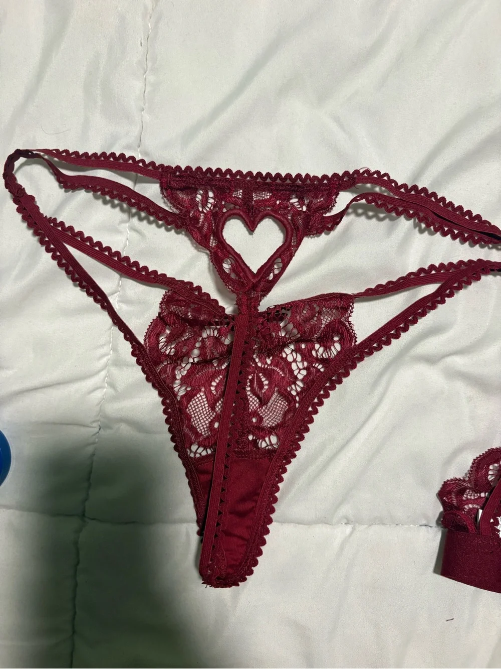 Love Burgundy Lace Strappy Bralette & Thong Set